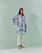 Cornflower Blues, Samod Bagh Printed Y Neck Tunic