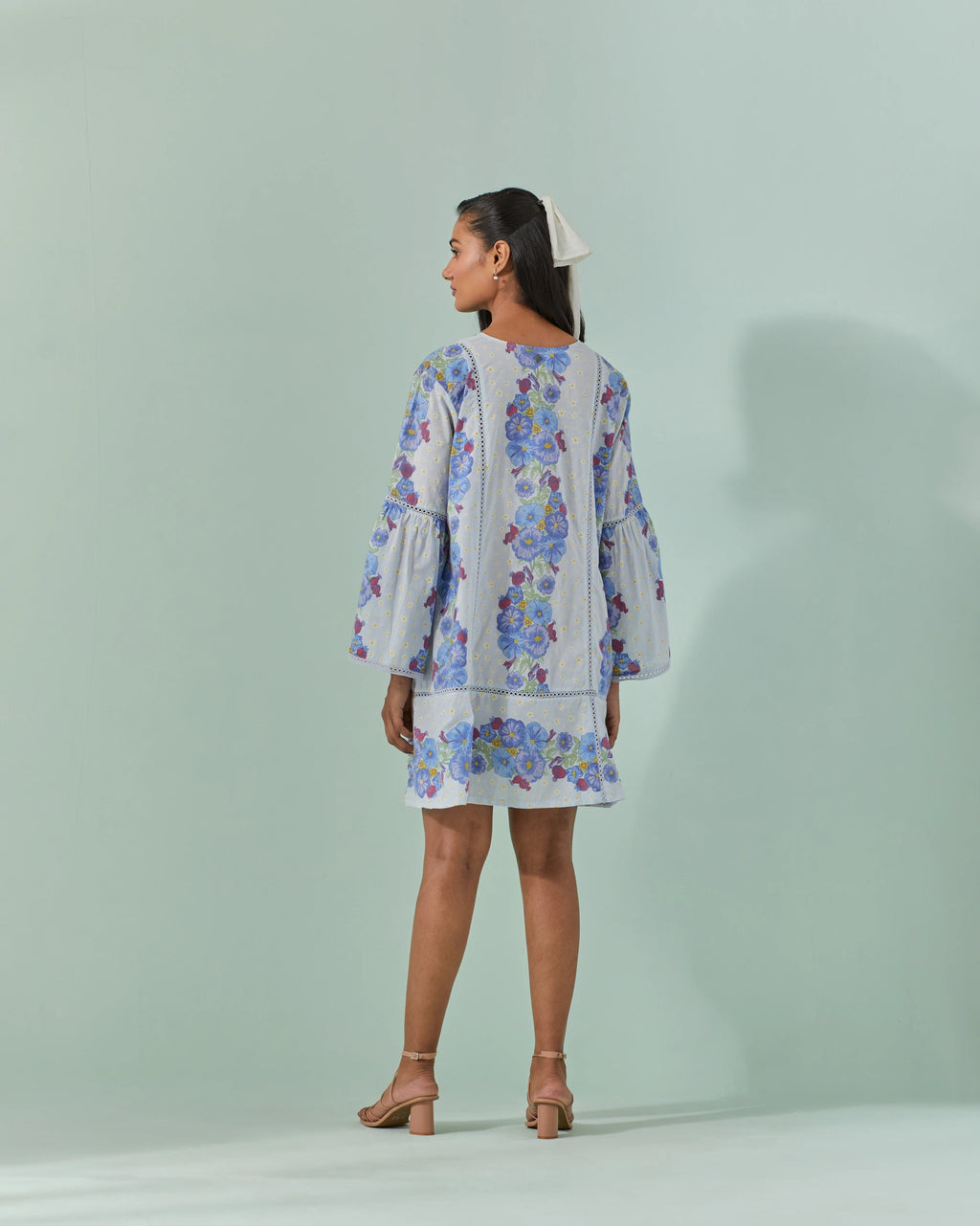 Cornflower Blues, Samod Bagh Printed Y Neck Tunic