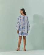 Cornflower Blues, Samod Bagh Printed Y Neck Tunic