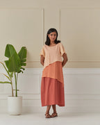 Apricot And Peach 3 Layered Mulmul Dress