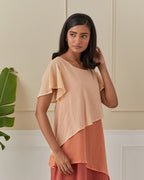 Apricot And Peach 3 Layered Mulmul Dress