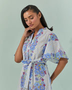 Cornflower Blues, Samod Bagh Long Pleated Yoke, Frill Dress