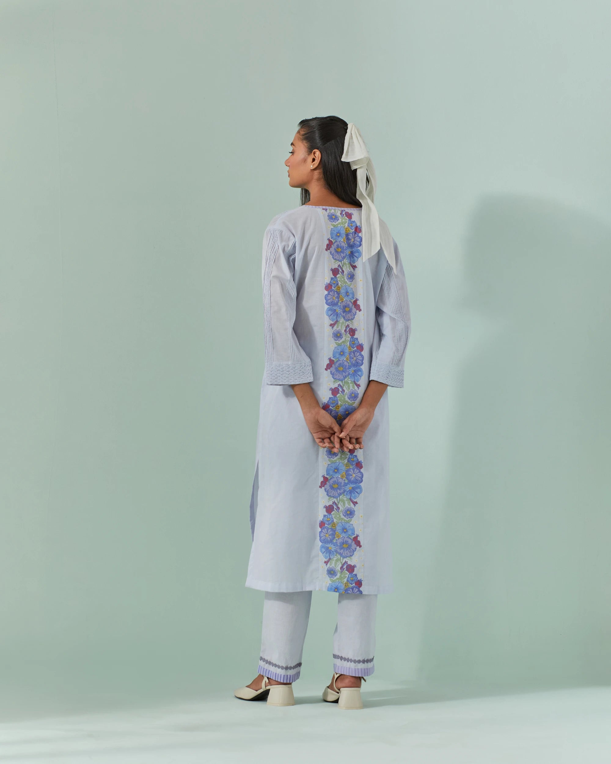 Cornflower Blues, Samod Bagh Twisted Pleats And Pintuck Kurta Set