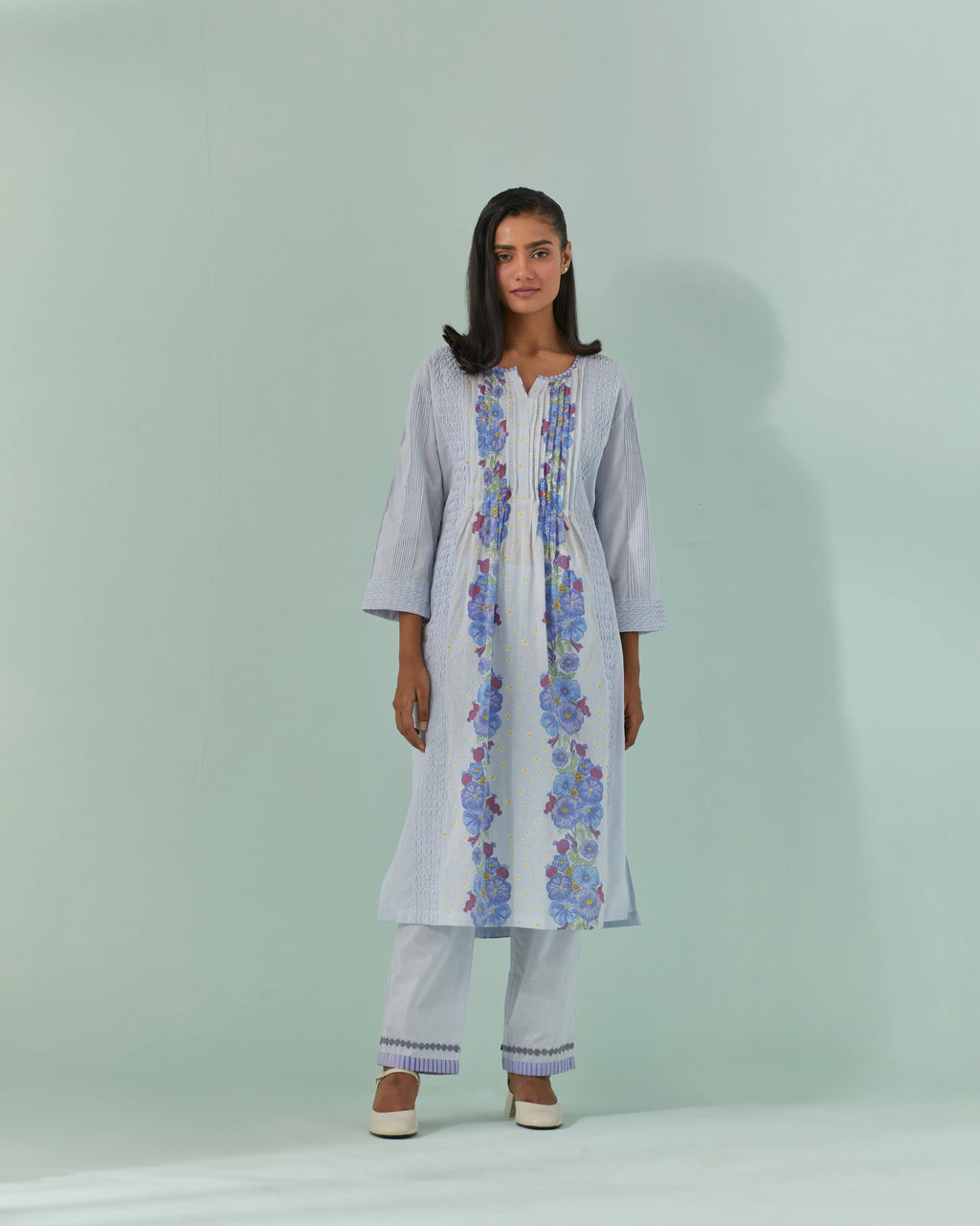 Cornflower Blues, Samod Bagh Twisted Pleats And Pintuck Kurta Set