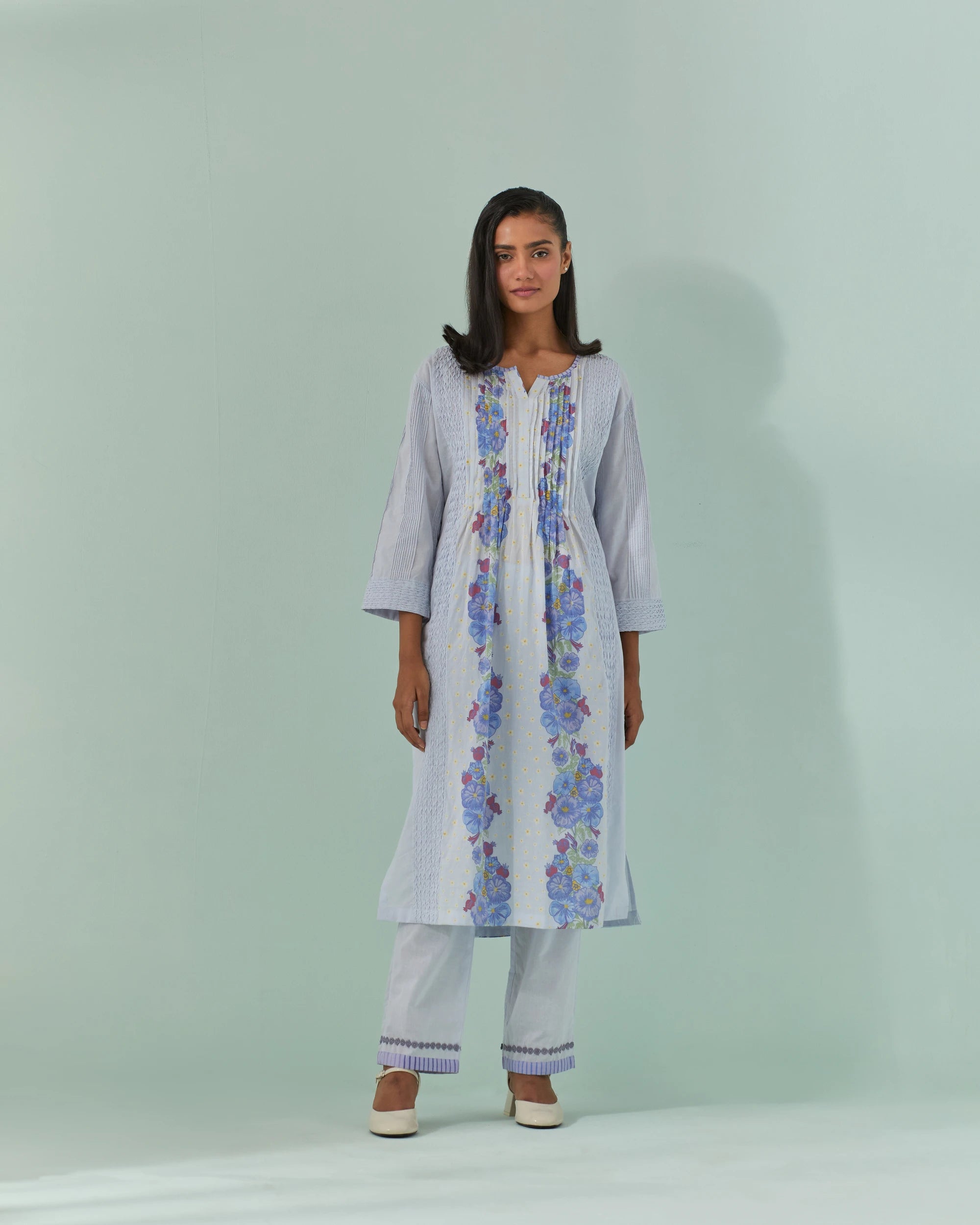 Cornflower Blues, Samod Bagh Twisted Pleats And Pintuck Kurta Set