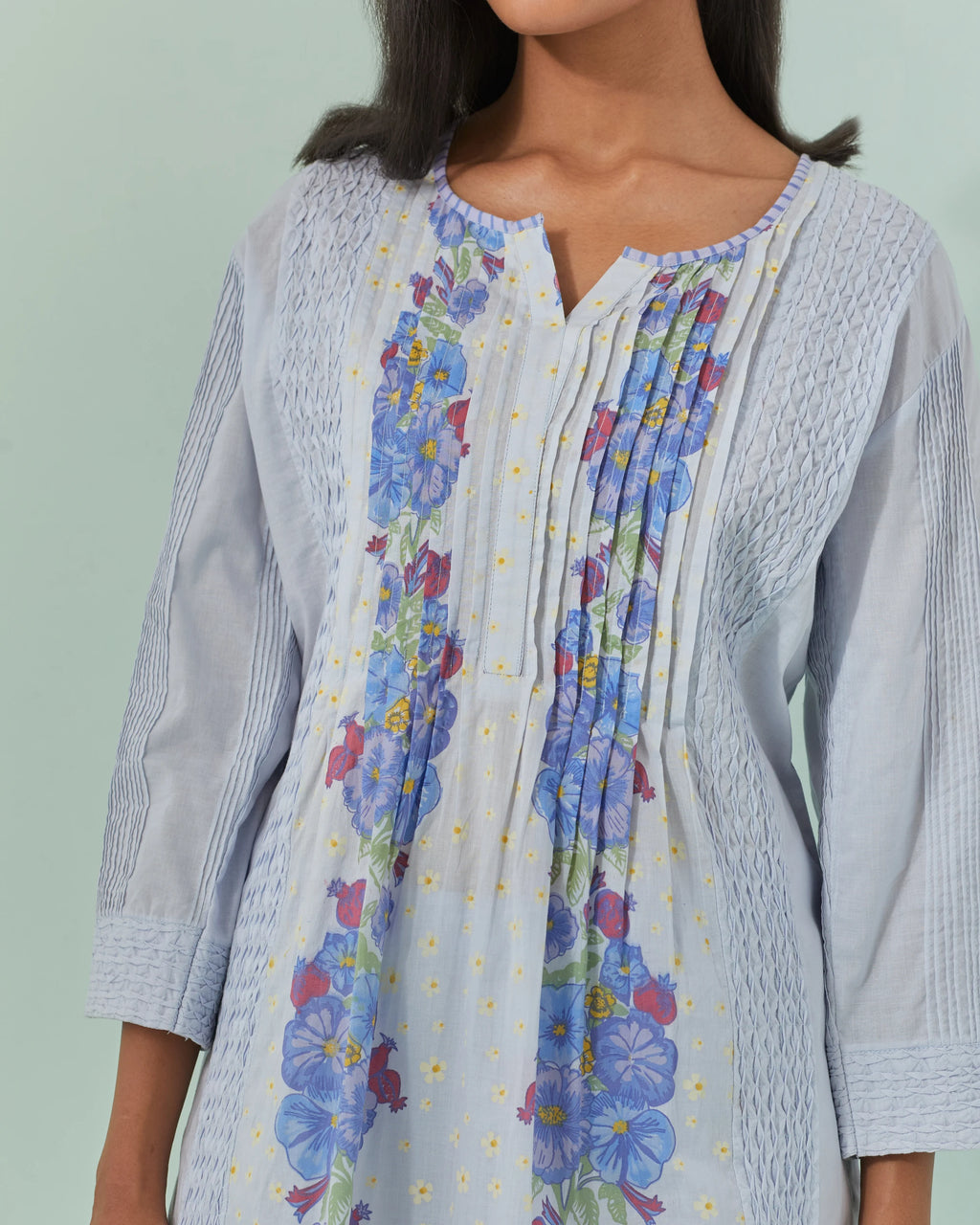 Cornflower Blues, Samod Bagh Twisted Pleats And Pintuck Kurta Set
